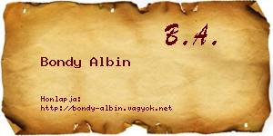 Bondy Albin névjegykártya